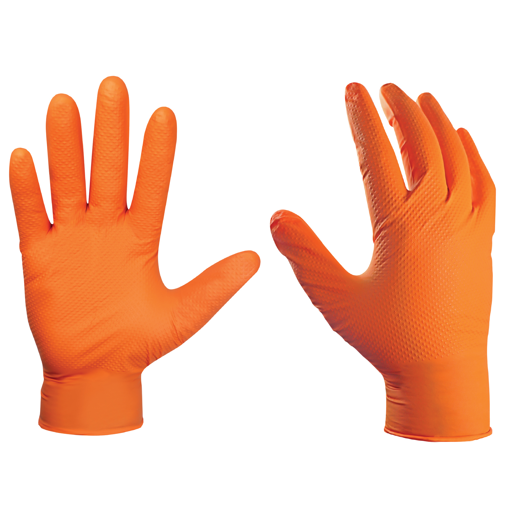 General Electric 8mill Nitrile Orange Gloves, Diamon Textured, L